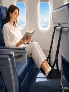 1pc Ultra Comfortable Airplane Footrest - Adjustable Height, Portable Soft Polyester Material, Travel Foot Rest Pad, Compact Design, Space-Saving, Suitable For Airplane, Train, Office Leg Support - Multicolor - View 8