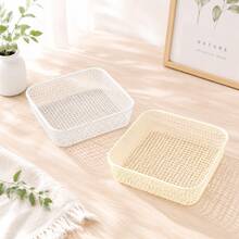 Macaron Color Square Metal Mesh Storage Basket, 20*20*5.5cm Desktop Organizer Storage Basket, Suitable For Home, Office, Bathroom And Kitchen Daily Storage, Multi-Purpose And Multi-Occasion Use, Also Suitable For Holiday Decoration. - Pink - View 15