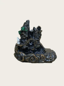 1pc Mountain Village Waterfall Backflow Incense Burner Resin Retro Natural Scenery Sculpture For Coffee Table Desk Entryway Study Room Zen Atmosphere Relaxation Modern Home Decoration - Landscape - View 16