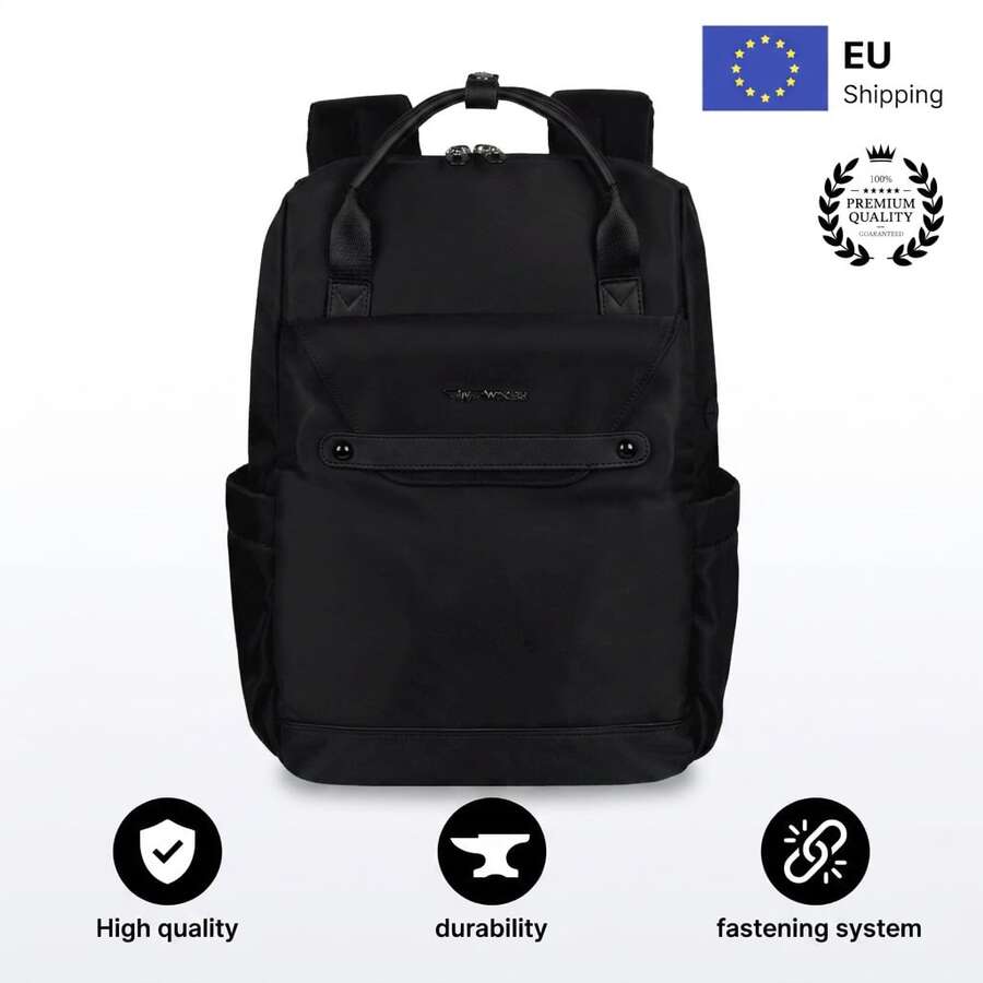 W WINGS Compact Cabin Backpack With 14" Laptop Pocket | Everyday City Bag With USB Port, A4 Space And Luggage Strap