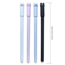 4pcs Cat Erasable Gel Pens, 0.5mm Magic Ink, Blue & Black Pen Set With Eraser, Creative Student Stationery, Back To School - Sets - View 9