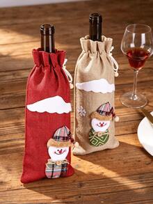 Christmas Linen-Like Drawstring Wine Bottle Bags, Santa Claus, Snowman & Reindeer Wine Bottle Covers, Xmas Table Decorations For Home Kitchen Dinner Party, Perfect Holiday Gift - View 5