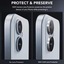 CASECOPS 6片裝合金強化玻璃金屬邊框相機鏡頭保護膜，適用於 iPhone Duo，兼容 18 Pro Max/18 Pro/17/17 Air/17 Pro/17 Pro Max/16/16 Pro/16 Plus/16 Pro Max/16/15/14/13/12/11，高清透明銀色，生日禮物週年慶派對 - 銀色6 - 查看 2