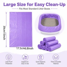 Large Thick Leak-Proof Cat Litter Bags, Suitable For Pet Waste Cleanup And Odor Control; Made Of Thick Absorbent Material With Drawstring Seal Design, Specifically Designed For Multi-Cat Households, Effectively Eliminates Odors During Cat Litter Box Cleaning. - View 5
