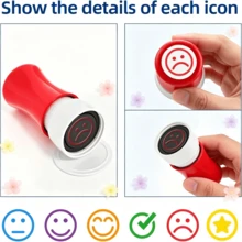 6pcs Rubber Teacher Stamps, Self-Inking, Office Stationery Stamps, Colorful, Best Homework Stamps, Encouraging Classroom Comments (Smiling Face Stamps) - 6-piece Vibrant Upgraded Grading Stamp Set - View 5