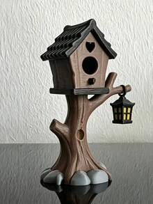 1pc 3D Printed Fairy Mini Garden Decor, Assemblable Mini Birdhouse Model, Cute Fairy Tale Micro Landscape Decoration, DIY Assembly Kit, Suitable For Dollhouse, Patio, Succulent Planter, Indoor And Outdoor Miniature Scene Decor - A - View 4