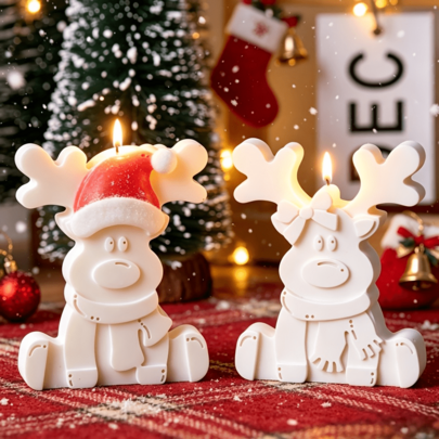 1 Set 2pcs Cetakan Silikon Lilin Rusa Natal Tahan Lama, Cetakan Tanah Liat, Sempurna untuk Plaster, Cetakan Beton, Cetakan Dekorasi Resin Epoksi Rusa Natal, Cetakan Dekorasi Rumah DIY