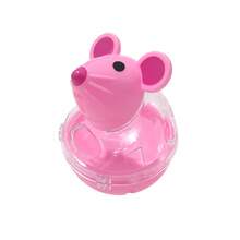 1pc Interactive Cat Feeder Toy, Rolling Mouse Design, Pink And White Plastic Material, Battery-Free, Suitable For Kittens And Adult Cats Feeding Training - Multicolor - View 5