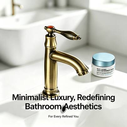 1pc Deck-Mount Single Hole Single Handle Vase-Shape Cold Water Tap, Vintage Antique Brass Bathroom Sink Faucet For RV, Small Vanity & Household Lavatory