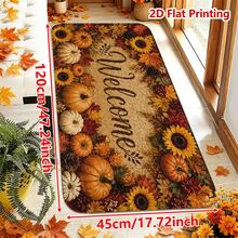 1/2pcs Autumn Door Mat, Thanksgiving Theme Flannel Door Mat, Soft Comfortable Absorbent Non-Slip Machine Washable, Multi-Functional Home Entrance Carpet Kitchen Bathroom Hallway Mat, Decorative Sunflower Pumpkin Maple Leaf Pattern, Suitable For Living Room Bedroom Patio Laundry Room Holiday Decor - Multicolor - View 13