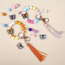 9/15/21/30/45/52Pcs Butterfly Theme Silicone Spacer Beads, Used For Making Jewelry, Perfect For Creating Unique Bracelets And Decorative Pens, Ideal Gift For Valentine's Day - Multicolor - View 11