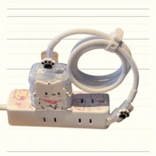5pcs/Set Black & White Cat 20W US Fast Charger Protector Set Compatible With Apple 17 Pro Max Data Cable Sleeve Protector - Multi-color - View 4
