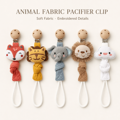 1pc Handmade Fabric Cartoon Animal Elephant Cloud Fox Baby Pacifier Clip