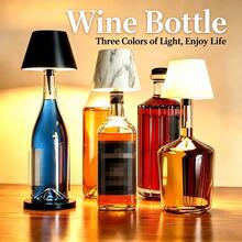 LED 葡萄酒瓶燈 智能升級版 - 金屬外殼、USB 充電、觸控操作、3 種燈光模式、輕巧床頭夜燈、便攜式無線照明、直接插入瓶中即可使用，適用於臥室、酒吧、客廳、酒店、浴室、露營派對照明（安裝簡單） - 3 種顏色 - 查看 2