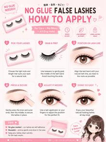 80pcs Pre-Glued Brown Conical False Eyelashes, Soft Fine Tapered Tips, Natural Cat Eye Lash Extension Effect, Lightweight Self-Adhesive Cluster, Suitable For Casual Social Dating, Commuting And Various Daily Needs - C - View 8