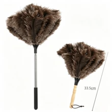 Retractable Reusable Feather Duster Cleaning Tool, Suitable For Cleaning Ceilings, Blinds, Furniture, Cars, Etc., Edge Brush, Cleaning Supplies - Dark Gray - View 8