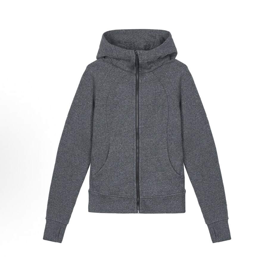 Lululemon Women's Scuba Full-Zip Hoodie Classic Hooded Jacket Fit Track Jacket Full Zip Outerwear Breathable Warm Athletic Sweatshirt With Thumbholes - 芝麻灰 - 查看 1