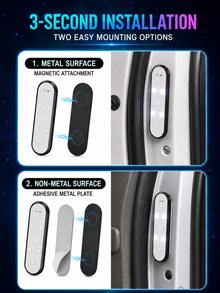 XF.Meraki 2PCS Lampu Selamat Datang LED Pintu Mobil Isi Ulang USB 7 Warna, 400mah, Lampu Peringatan Ambang Pintu Nirkabel Magnetik, Lampu Baca Interior dengan Sensor Sentuh, Dekorasi Mobil Universal - A - View 4