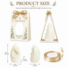 8 Sets Holy Family Candle Favors With Cards And Gold Ribbons, Religious Baptism, Christening, First Communion Party Favors, Baby Baptism, Church Ceremony Guest Gifts - White - View 9