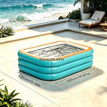 1pc Giant Thick Durable PVC Inflatable Swimming Pool For Adults, 3 Or 4 Layers Optional, Extra Large Foldable Portable Easy Setup Water Play Pool, Suitable For Summer Home Garden, Water Park, Backyard, Outdoor Leisure Use, Blue And Orange - Inflatable Swimming Pool - View 13