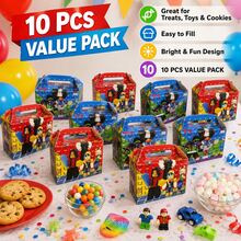 Roblox 10pcs Party Favor Paper Boxes, Portable Handle Snack Containers, Cartoon Block Game Character Print, Rectangular Candy Gift Boxes, Children's Game Theme Birthday Party Snack Storage Boxes - Forsaken Chance Paper Box - View 3