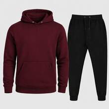 CONJUNTO LISO DE BLUSA E CALÇA DE MOLETOM CANGURU COM BOLSO E CAPUZ BLUSA  ESTILO STREETWEAR CASUAL MODA INVERNO AGSALHO PREMIUM CONFORTAVEL - Preto - Visão 8