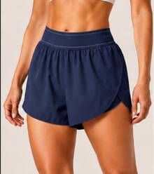 Comfortable Loose Shorts With Sporty Waistband And Soft Curved Hem - 藏蓝色 - 查看 1