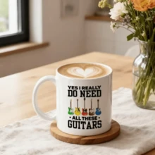 Guitar Ceramic Mug, Colorful Guitar Print, Microwave , Large Opening, For Daily Water, Office Tea, Music Gatherings - Multicolor - View 9