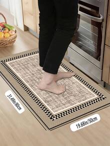 1pc Retro Chessboard Border Pattern Kitchen Mat, 3.5 Mm Soft Rubber That Absorbs Water And Is Easy To Clean. Suitable For Corridors, Bathrooms, Living Rooms, Outdoor Door Mats, And Toilets. Useable Throughout The Year And For Various Holidays. - Multicolor - View 16