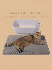 1pc EVA Cat Litter Mat, Double Layer One-Piece Single Opening, Washable Litter Trapping Mat For Indoor Cat Home Use - Grey - View 12