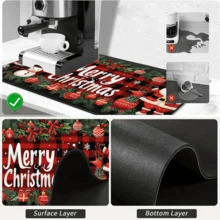 1pc Christmas Santa Style Dish Drying Mat, Coffee Machine Mat, Absorbent Quick-Drying Table Protector, Dining Table Bar Counter Holiday Decor Mat, Practical Christmas Kitchen Supplies, Home Gift, Desktop Decoration - XYLSD-913 - View 9
