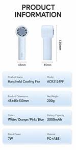 PHILIPS ACR2124PF 手持風扇，便攜電風扇，5檔調速，大容量電池，體積輕巧，便於攜帶，Type-c充電 - 手持 - 查看 7