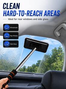 1/3/4pcs Telescopic Car Windshield Cleaning Tool Set, With Metal Rod And Detachable, Washable, Reusable Microfiber Cleaning Pads, Extendable Long Handle Car Glass Cleaning Brush, Suitable For Removing Fog, Dust And Stains On Car Windows, Ideal For Daily Car Maintenance And Seasonal Deep Cleaning - Multicolor - View 8