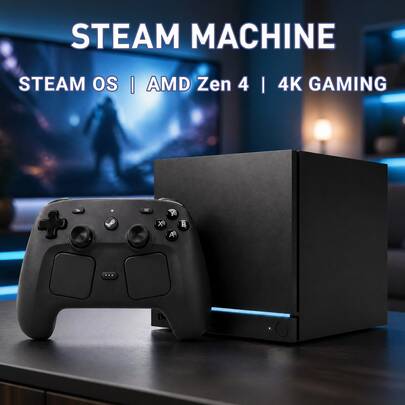 Steam Machine With Steam Controller 512GB, High-Performance Gaming PC, SteamOS, 4K Gaming With FSR