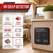 2-In-1 RV Carbon Monoxide & Propane Gas Detector, 12V DC Flush Mount CO/LP Gas Alarm With LED Display, 100dB Audible Alert & Lever-Nut Connector For Motorhome, Travel Trailer, Camper, Black - Black - View 2
