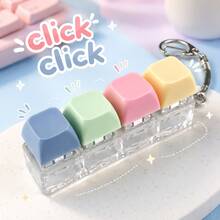 1pc Funny Keycap Keyboard Keychain, Stress Relief Toy Key Chain, Suitable As A Decompression Gift For Friends - Morandi Colors - View 2