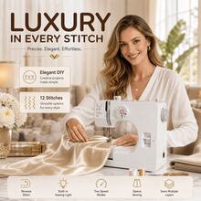 SMEGGEMS Sewing Machine With 12 Built-In Stitches, Portable Household Tabletop Design, Multi-Function Stitch Selection, Adjustable Stitch Length And Automatic Bobbin Winding - White - View 1