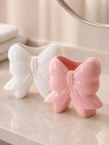 1pc Elegant Bow Design Makeup Brush Holder, Suitable For Vanity Tabletop, Cute Princess Style Cosmetic Storage Display Rack, Can Hold Brushes, Pencils, Lipsticks, Bedroom Bathroom Office Desk Decor Storage Bin - Multi-color 1 - View 7