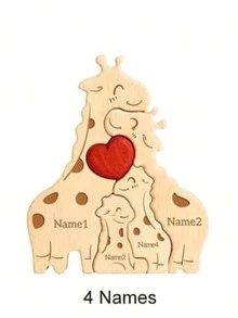 Personalized Wooden Family Name Puzzle, Custom Laser Engraved Interlocking Keepsake For Home Decor, Living Room Or Entryway Display, Christmas, Birthday Or Anniversary Gift For Parents And Family - Giraffe - View 10