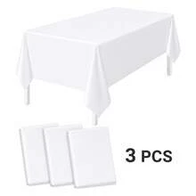 3pcs/12pcs/20pcs White Disposable Tablecloths, Rectangular Plastic PE Waterproof Dining Table Cover, Banquet Birthday Wedding Party Gathering Tablecloth, Tabletop Decoration Supplies - Multicolor - View 13