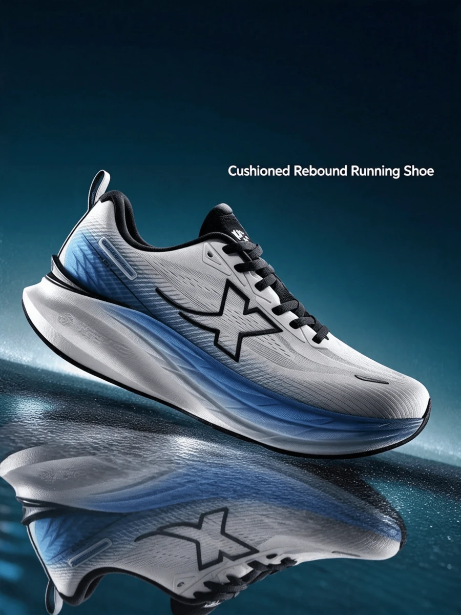 XTEP Shadow Engine 5.0 Men's New Mesh Breathable Cushioned Responsive Running Shoes - Black/White/Blue - View 1
