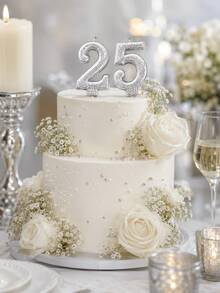 1pc Sequin Number Birthday Candle 0-9 Silver Age Candle, Elegant Cake Decor Topper, Suitable For Children And Adult Birthday Parties, Anniversaries, Weddings And Celebration Events - View 8
