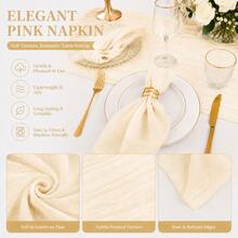 60pcs Beige Gauze Napkins 20x20 Inch Soft Crinkled Gauze Napkins Reusable Washable Bohemian Rustic Style Tablecloth Napkins Suitable For Wedding Bridal Shower Baby Shower Birthday Party Reception Restaurant Home Dining Decoration - Beige - View 8
