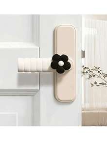 Black Floral Cream Door Handle Protector, Cream Floral Black Door Handle Protector - Multicolor - View 4