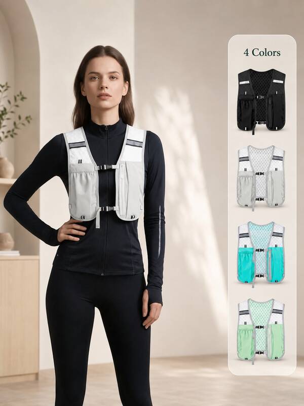Minimalistischer Sport Outdoor Mehrzweck Kleiner Rucksack Zubehör, Mit Sicherer Reißverschluss Tasche, Leichte Reflektierende Lauf Wasserflasche Weste, Geeignet Für Pendler Um Persönliche Gegenstände Sicher Zu Tragen Während Laufen, Joggen, Radfahren, Marathon
