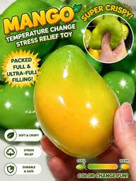 Color Changing Mango Stress Ball, Crispy Bead Filled Squishy Toy, ASMR Squeeze Fidget Ball, Stress Relief Sensory Gift