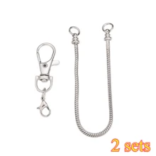 2sets 17+5cm Alloy Lobster Clasp Keychain Snake Chain Beaded Bar Kit, For DIY Jewelry Making Bag Pendant Accessories - Keychain - View 9
