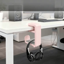 360° Rotating No-Drill C-Clamp Headphone Stand, Minimalist Fashion Design, Plastic Material, With Cable Management Slot, Anti-Scratch Curved Hook, 4.53 Inches High, Supports Up To 2.2 Lbs - Multicolor - View 11
