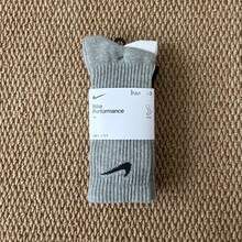 Nike Black White Grey Minimalist Versatile Comfortable Soft Breathable Moisture-Wicking Sports Casual Socks Unisex 3-Pack - Black, White and Gray - View 5