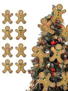 4/1pc Gingerbread Man Christmas Tree Decor, Christmas Vase Decoration, Rustic Gingerbread Decor, Suitable For Holiday Home, School, Office Vase Decoration, Christmas Style Gingerbread Man - Gingerbread Man - View 1